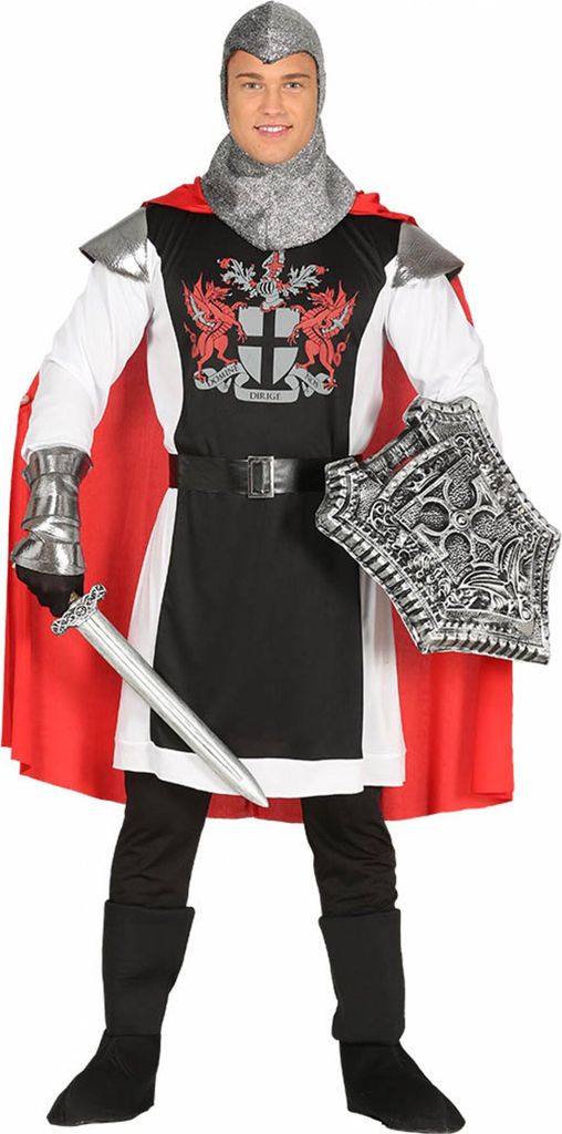Mittelalterlicher Krieger Held Drachen Schwertritter Cape Rüstung Kapuze, Größe: 52 - 54 (L) Farbe: Schwarz