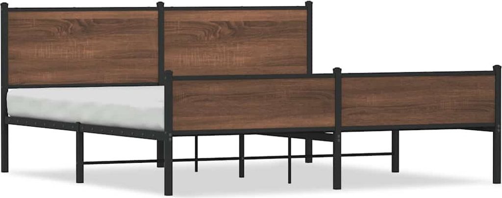 vidaXL Metallbett ohne Matratze Braun Eichen-Optik 160x200 cm