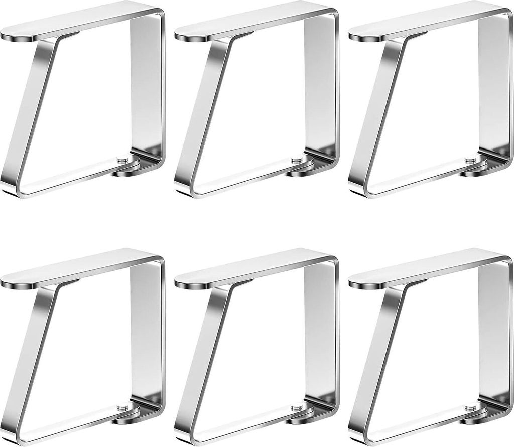 6 Stück Tischdeckenklammern, Tischklammern Tischdeckenhalter Tischdeckenklammer edelstahl Tischtuch Clips - Silber, Für Tische (5cm x 4cm)