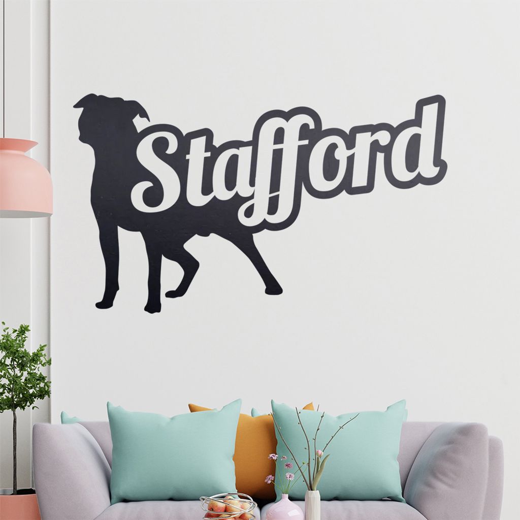 KIWISTAR Stafford mit Name Silhouette Schrift Wandtattoo in 6 Größen - Wandaufkleber Wall Sticker - Dekoration, Küche, Wohnzimmer, Schlafzimmer,...