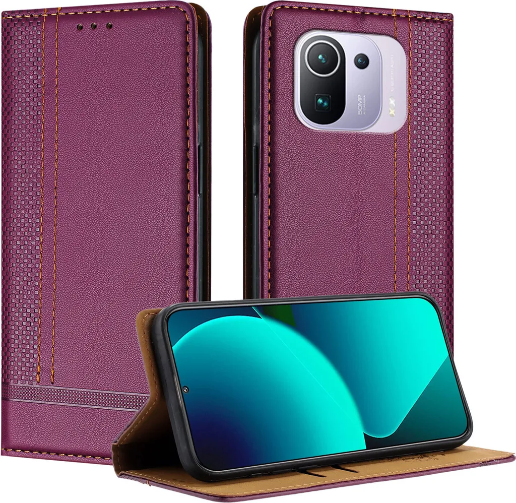 Cover Xiaomi 11 Pro Pelle Viola | Stile Folio con Funzione Stand