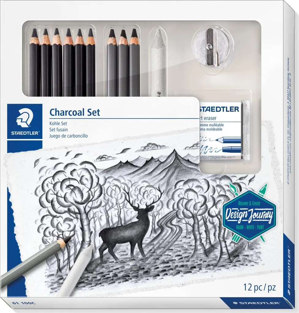 Crayon fusain Mars Lumograph 61 100C Set mixte en bois certifié PEFC