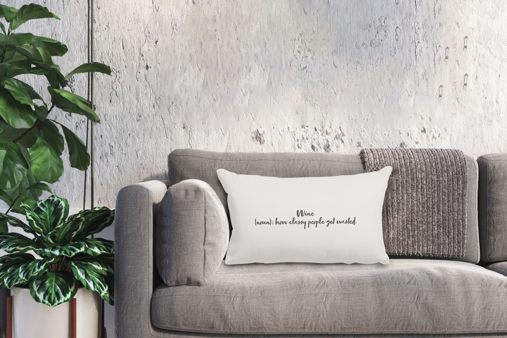 MuchoWow Zierkissen Sofakissen Wohnzimmer Dekokissen 50x30 cm Zitate - Wein - Sprichwörter - Wein - Definition - Wörterbuch - Wohnzimmerdekorat...