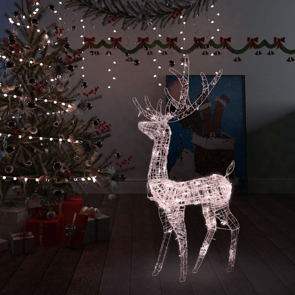 The Living Store LED-Rentier Acryl Weihnachtsdekoration 140 LEDs 120 cm Warmweiß