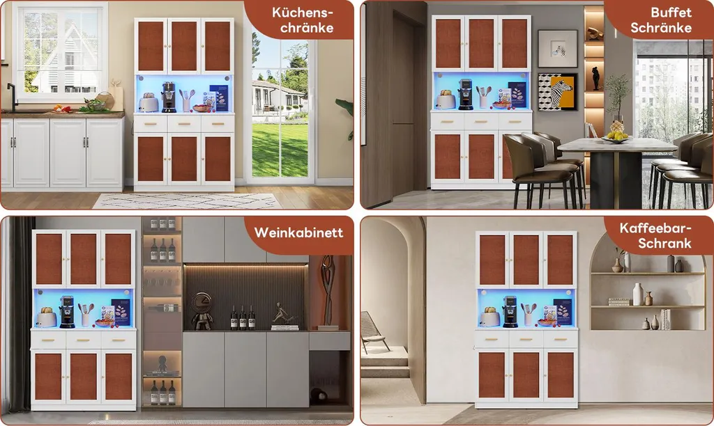 Armoire de cuisine Fortuna Lai 182 cm blanche avec LED et prise intégrée - 7