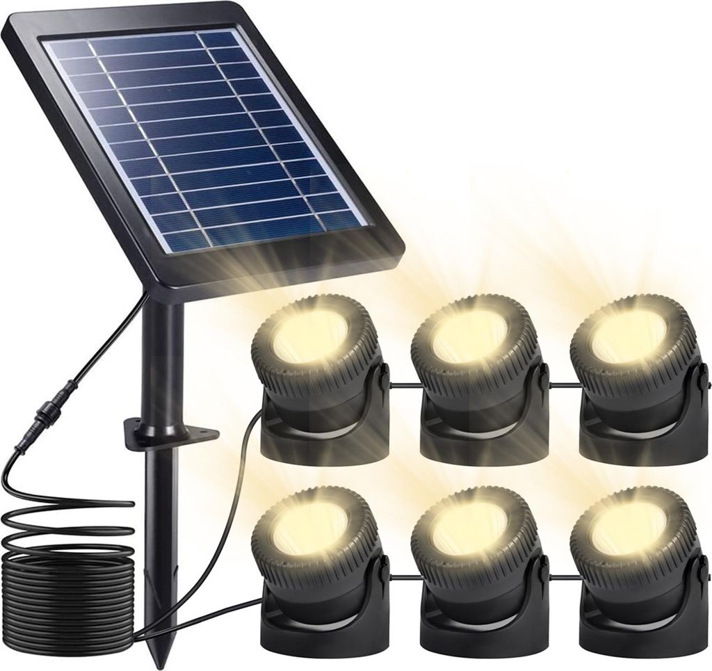 Set von 6 warmen wei?en Solar -Teichlichtern LED LED Tauchbrunnen IP68 wasserdichte Unterwasserlandschafts -Scheinwerfer mit 3 Lichtmodi Verstellba...