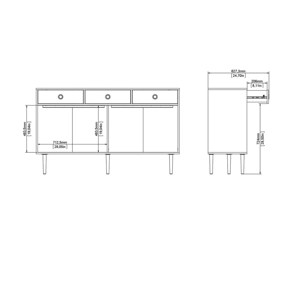 Buffet Penny gain de place : rangement optimal chêne Hickory et noir mat - 10