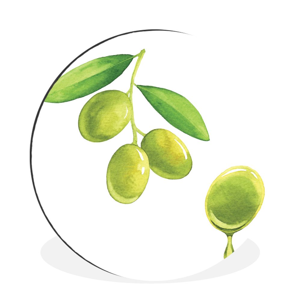 MuchoWow Aluminium Wandkreis Aquarell - Olive - Grün Ø 90 cm Wanddeko Modern Wohnzimmer - Mauerkreis - Wandbilder - Runde Bild - Bild aus Alumi...