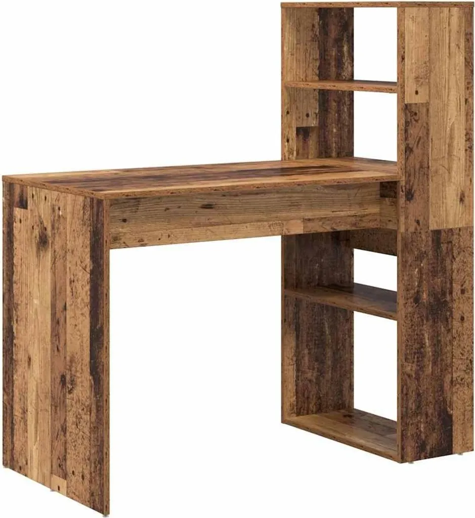 Scrivania Porta PC con Scaffale 113x54 cm - Design Legno di Recupero