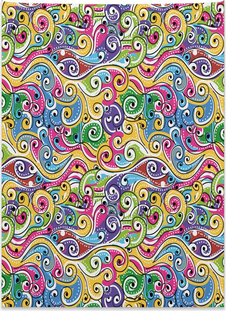 Abakuhaus Welle Wandteppich, Funky Doodle Sommer Kunst aus Weiches Mikrofaser Stoff Kein Verblassen Klare Farben Waschbar, 110 x 150 cm, Mehrfarbig