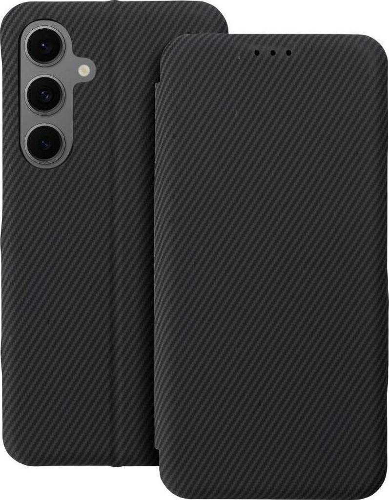 Side Magnet Carbon Buchtasche kompatibel mit Samsung Galaxy A17 5G Schwarz