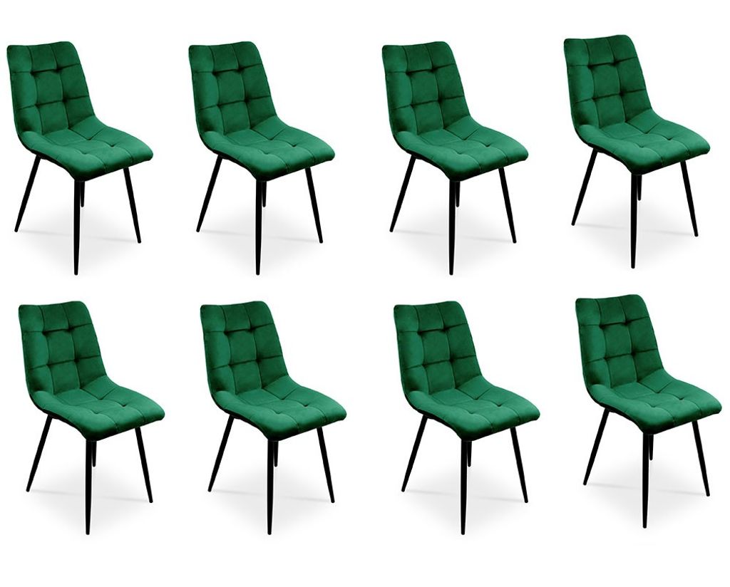 Bettso - 8x Esszimmerstühle 8er Set Esszimmerstuhl Küchenstuhl Polsterstuhl Design Stuhl mit Rückenlehne, mit Sitzfläche aus Samt, Gestell aus ...