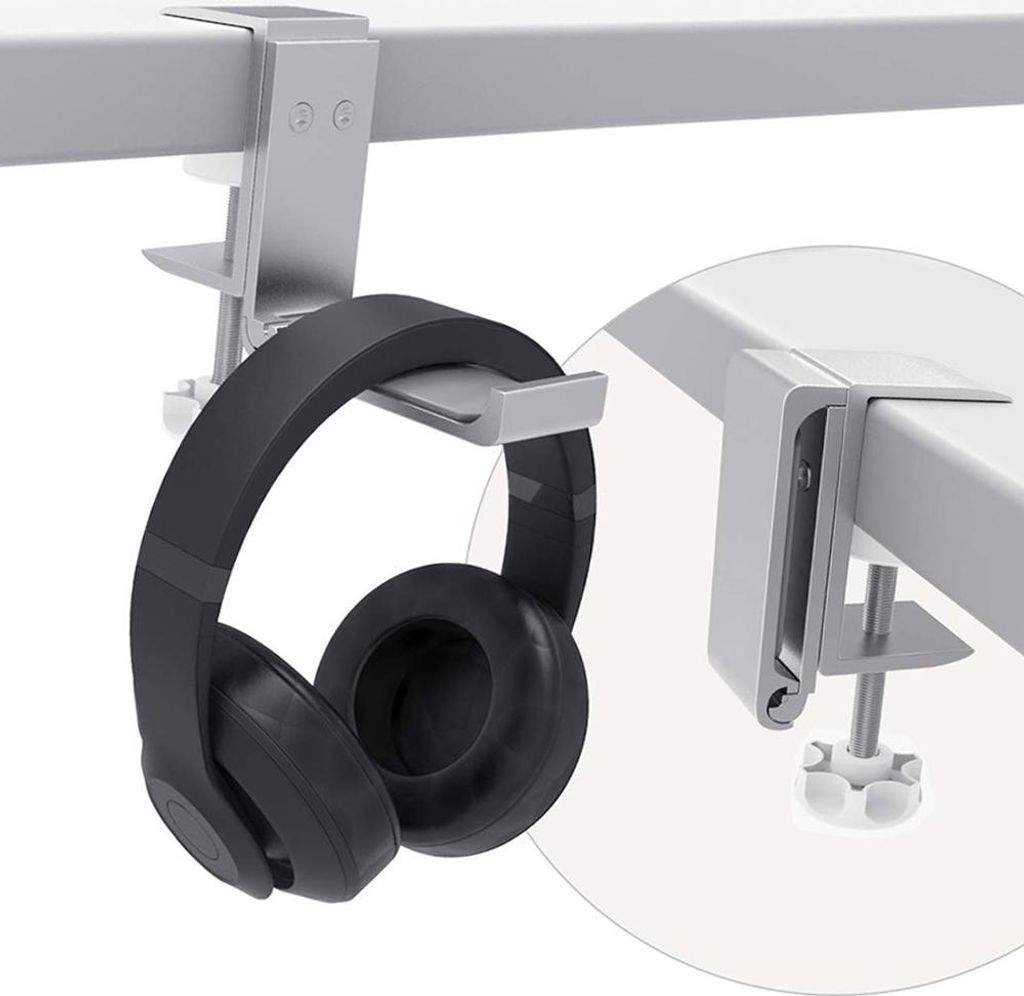 Universeller Headset-Aufhänger, Kopfhörer-Hakenhalter, Tischhalterung, Ständer aus Aluminiumlegierung mit faltbarer Klemme, unterstützt horizon...