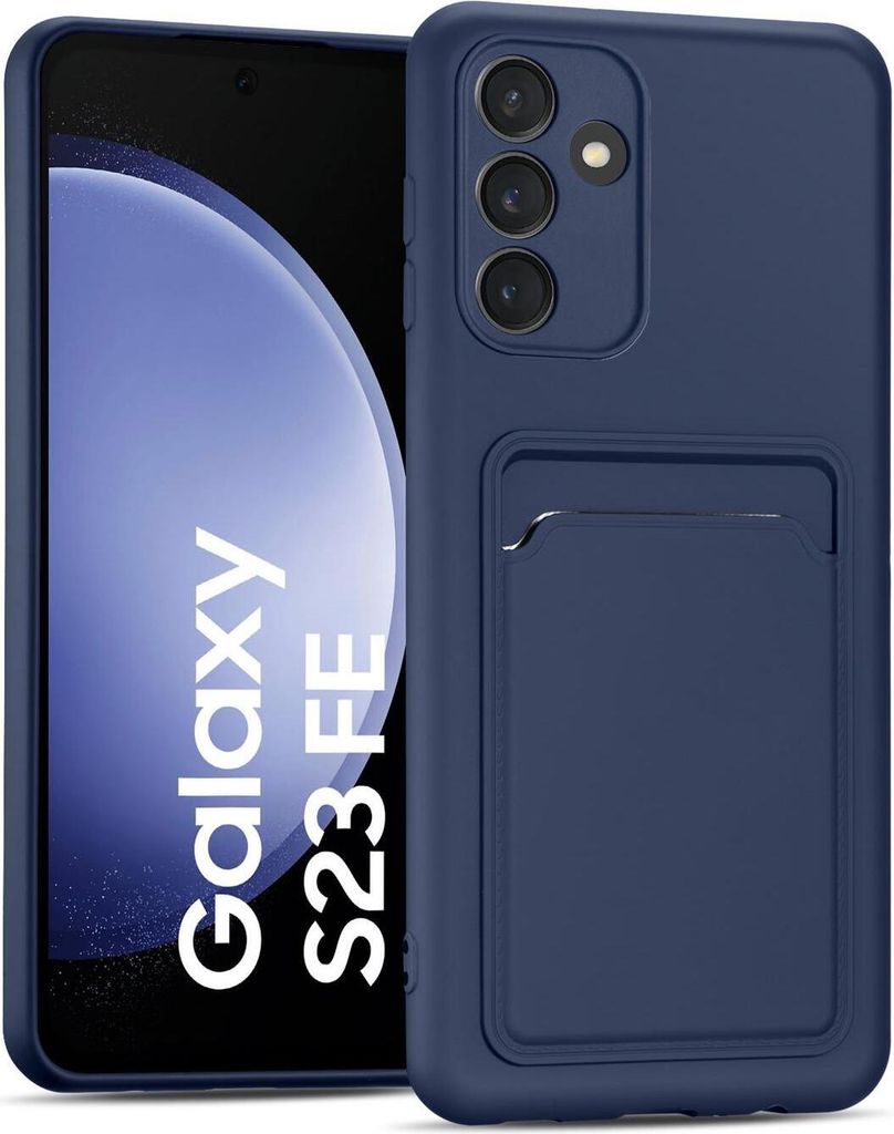 Conie Schutzhülle für Samsung Galaxy S23 FE mit Kartenfach Tasche Case Cover Bumper Silikon Hülle in Blau