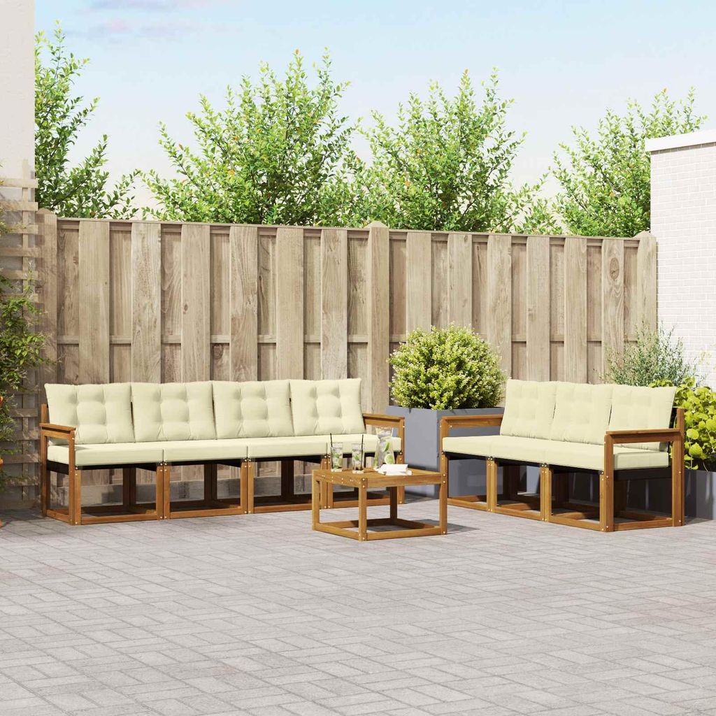 "Seasonal Sale"Outdoor-Sofagarnitur - CLORIS - Balkonmöbe/Sitzgruppe - mit Kissen 8 pcs - Moderne Design - Natur und Creme - Gartensofas DEMöbel6...