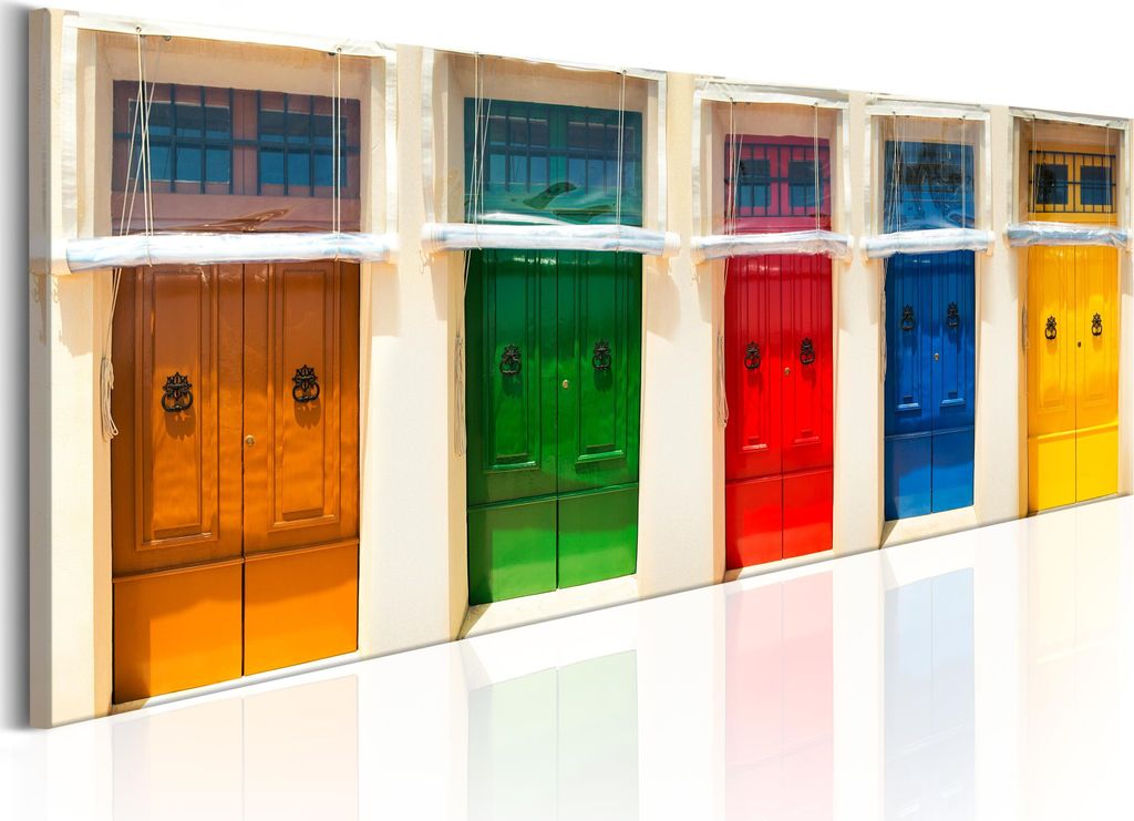 Vlies Leinwandbild - Colourful Doors 120x40 cm Städte Produktbild 