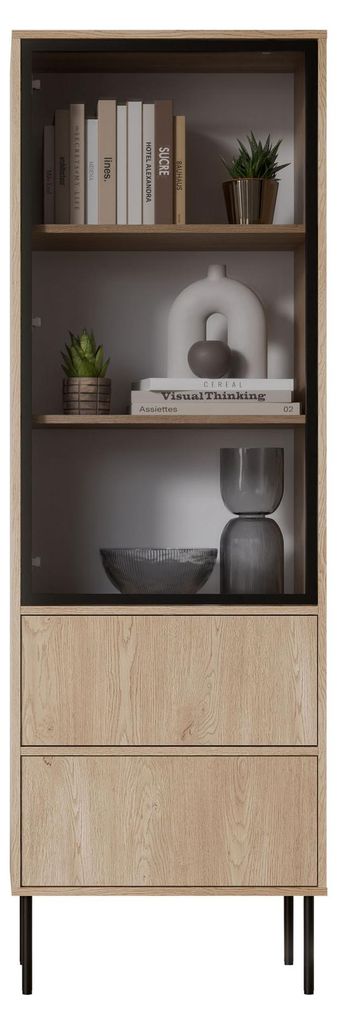 MIRJAN24 Vitrine Domi 60 mit eins Drehtüren (Farbe: Eiche Cremona)