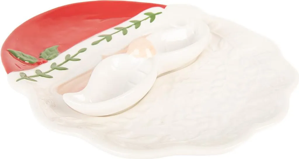Centre de Table Noël : Coupe Père Noël Blanche Céramique 29cm Clayre & Eef