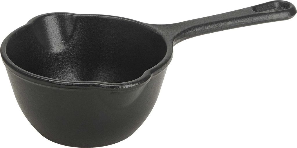 Victoria 34870 Stielkasserolle Gusseisen Emailliert, Induktion Saucentopf 0,4 L Grill und Ofen Schwarz