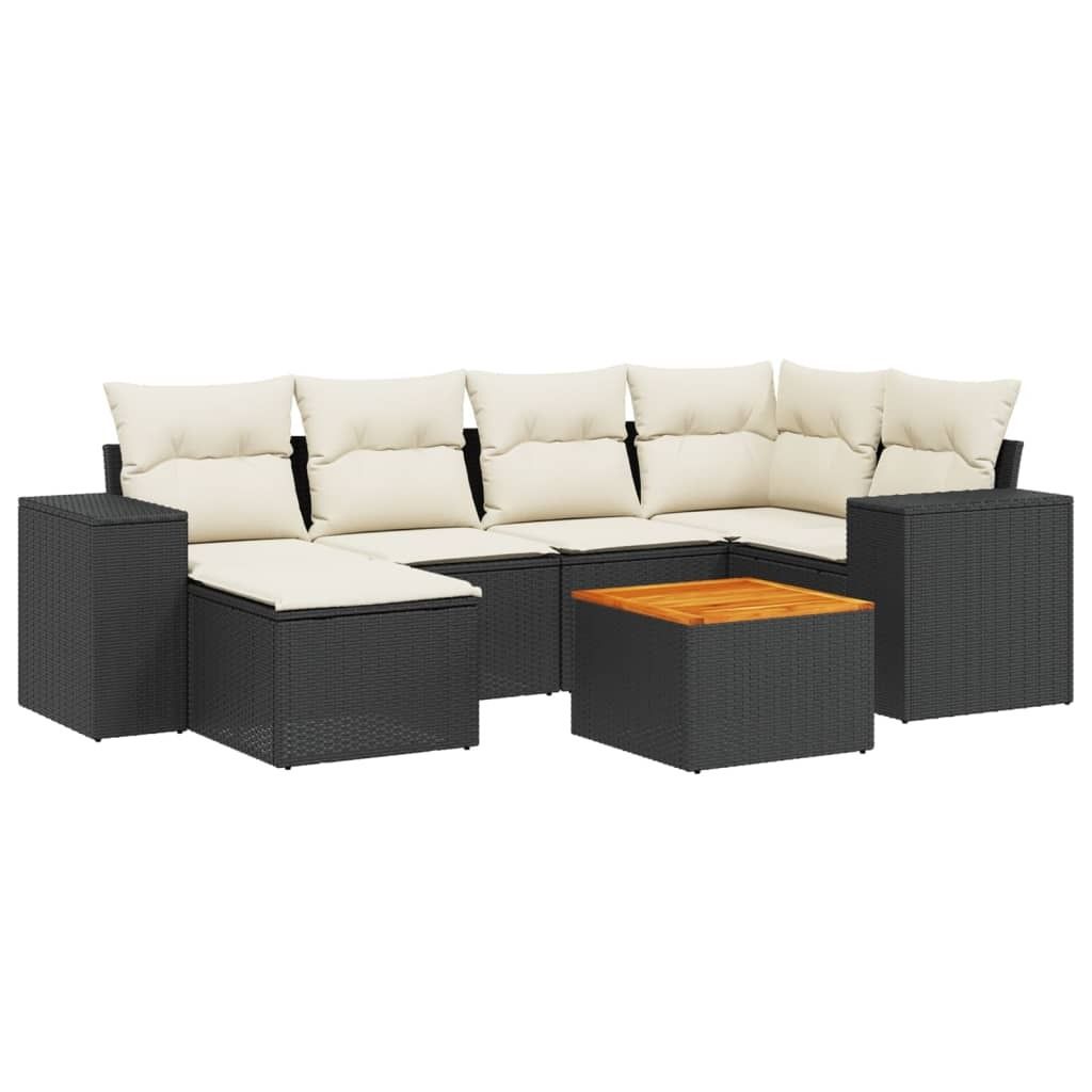 "2026 MODERNE" 7-tlg. Garten-Lounge-Set - elegantes Design - Sitzgruppe/Gartengarnitur - mit Kissen Schwarz Poly Rattan - Terassenmöbel NeuMöbel3...