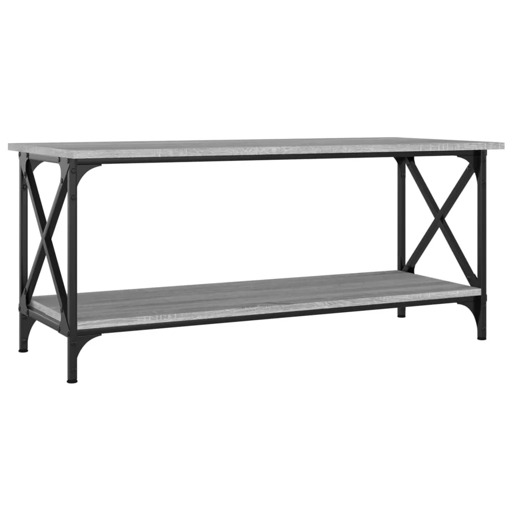 Tavolino Moderno 100x45x45 cm - Grigio Sonoma e Ferro Nero