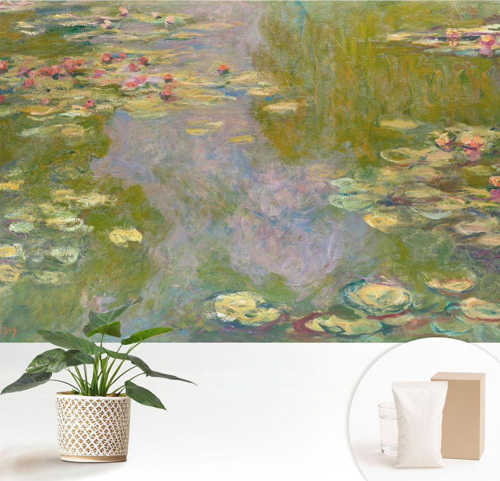 Fototapete - 152x104 cm - Tapete - Wandtapete - Wandbilder - Dekofolie - Tapete Folie - Wand - Dekoration - Wohnzimmer - Seerosen