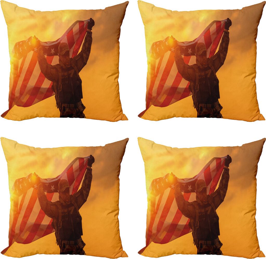 ABAKUHAUS Vereinigte Staaten Kissenbezug Set (4 Stück), Victory Flag, Moderner Doppelseitiger Digitaldruck, 60 cm x 60 cm, Mehrfarbig