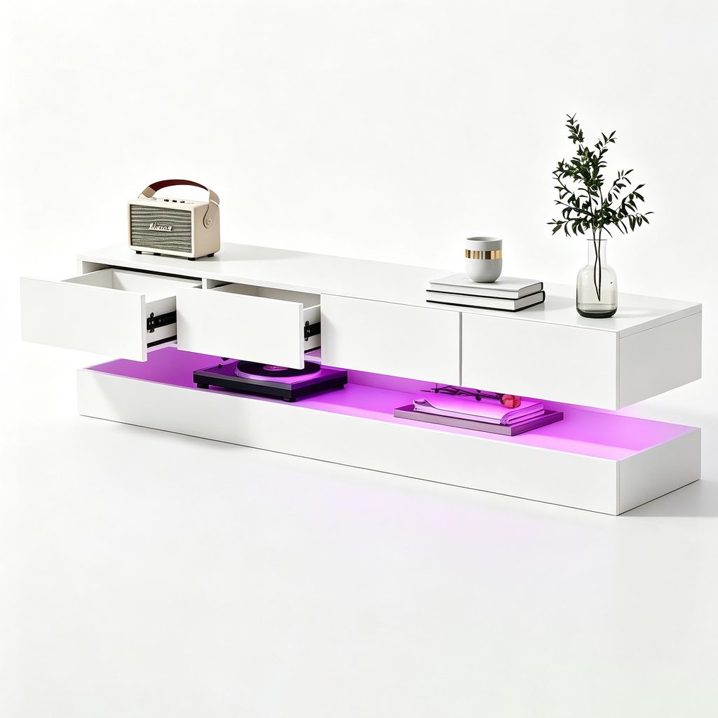 MODFU TV stolek 130×33×15 cm, TV skříňka s 16barevným LED Obrázek produktu 