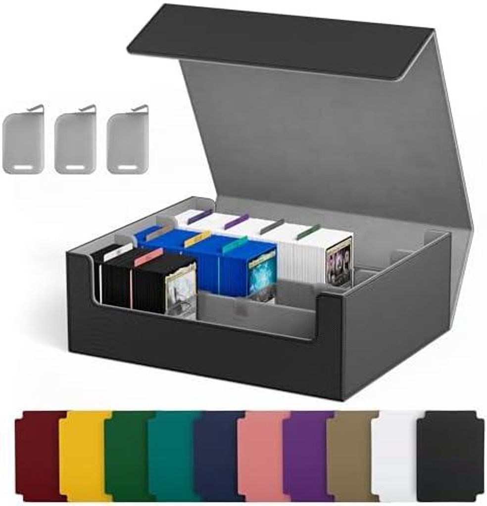 Sammelkarten-Aufbewahrungsboxen für 1800+ Karten, Premium Magnetic Deck Boxen, Leather Deck Case mit Trennwänden, Spielkarten Deck Boxe für TCG ...