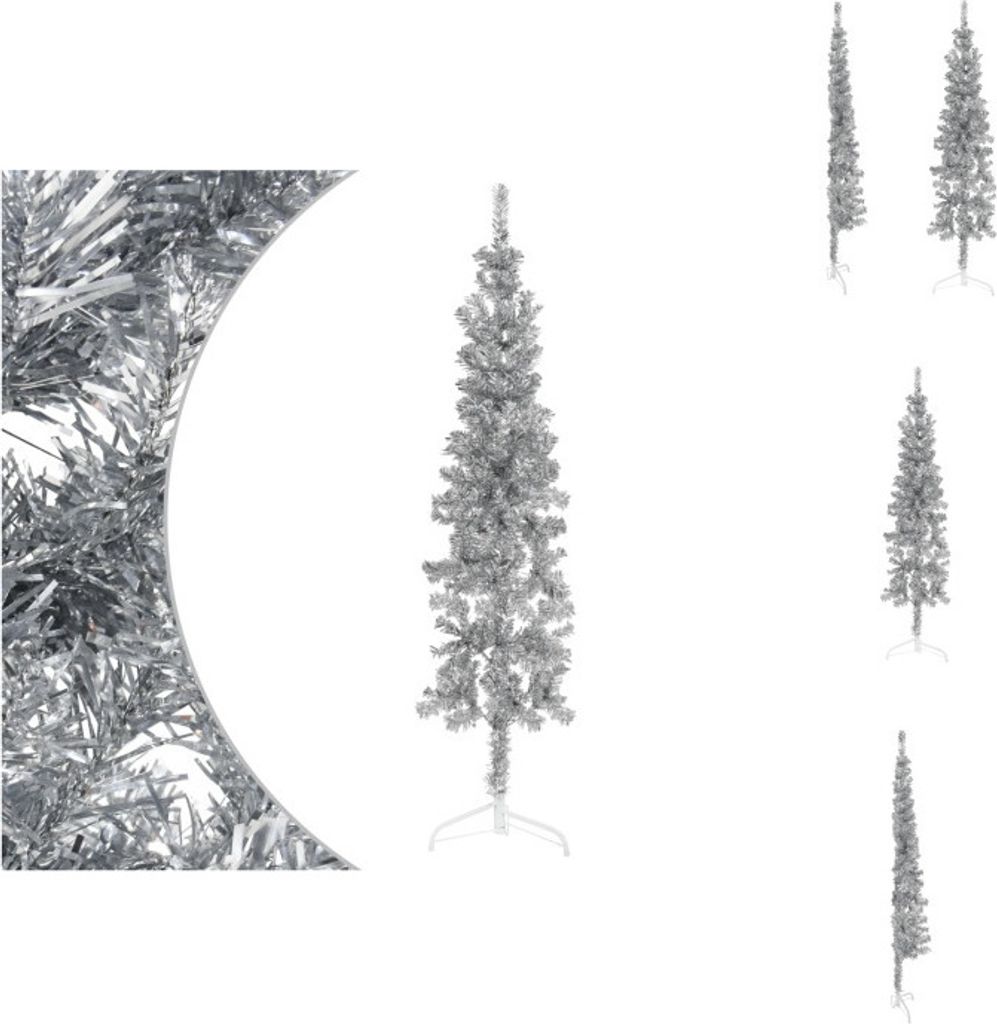 vidaXL Künstlicher Halb-Weihnachtsbaum Ständer Schlank Silbern 120 cm - Weihnachtsbäume
