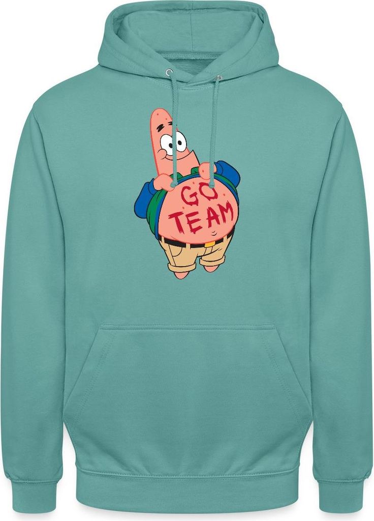 Spreadshirt Spongebob Schwammkopf Patrick Star Go Team Design Uni Hoodie, XXL, Pastelltürkis