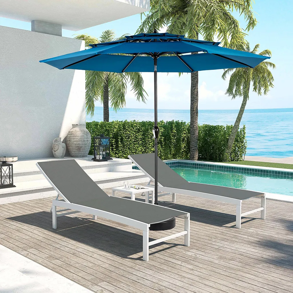 Ombrellone Sweiko Bifacciale Blu: Maxi Ombra da Giardino con Manovella