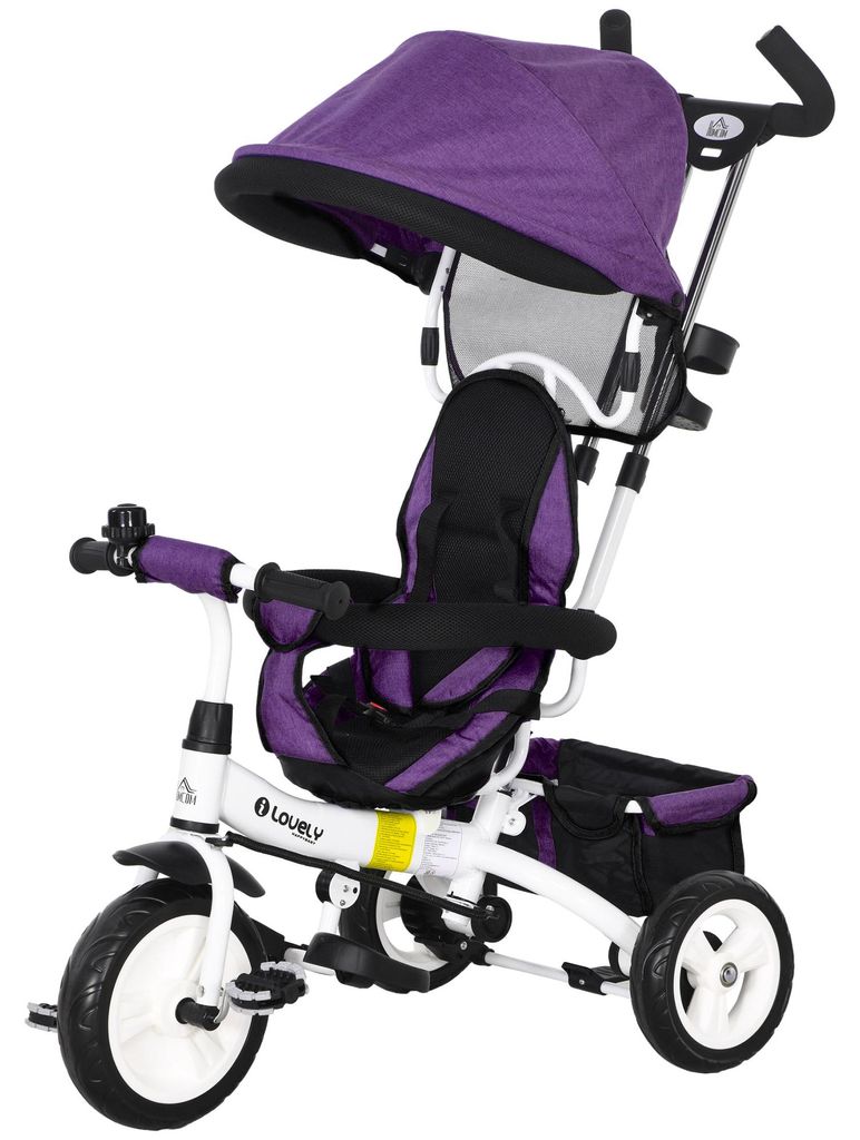 HOMCOM 6-in-1 Dreirad mit Schubstange, Kinderdreirad mit Produktbild 