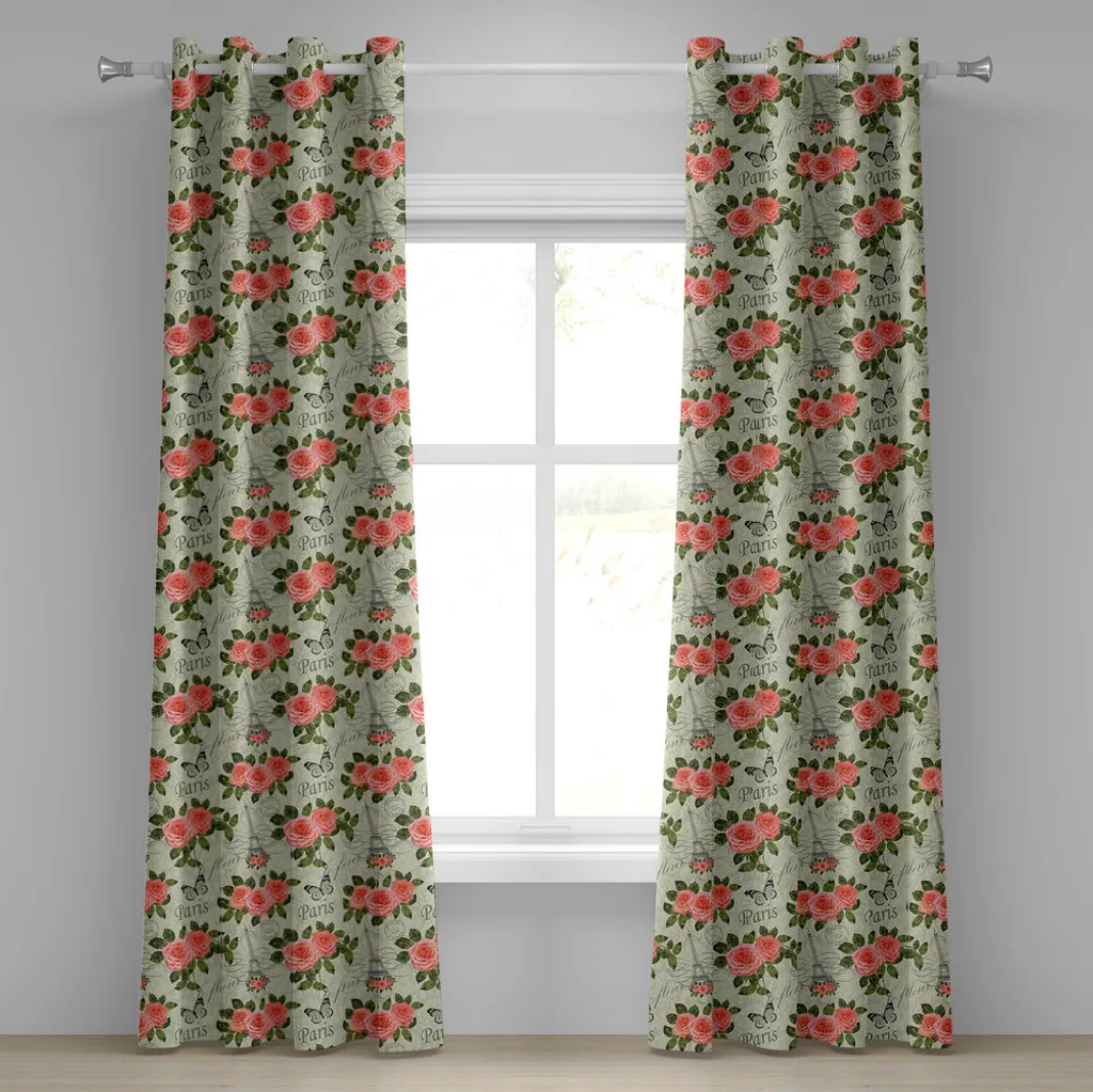 Rideau œillets occultation légère Shabby Flora Paris 280x245cm Durable