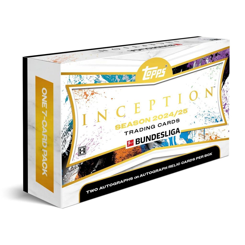 A product box for Topps Inception Bundesliga Season 2024/25 trading cards.