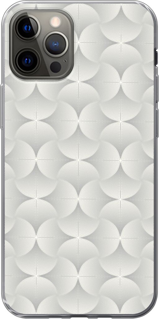 MuchoWow Handyhülle Schutzhülle Hülle für Telefoonhoesje iPhone 12 Pro Muster - Silber - Retro Silikon Softcase Handy Hülle - Abdeckung