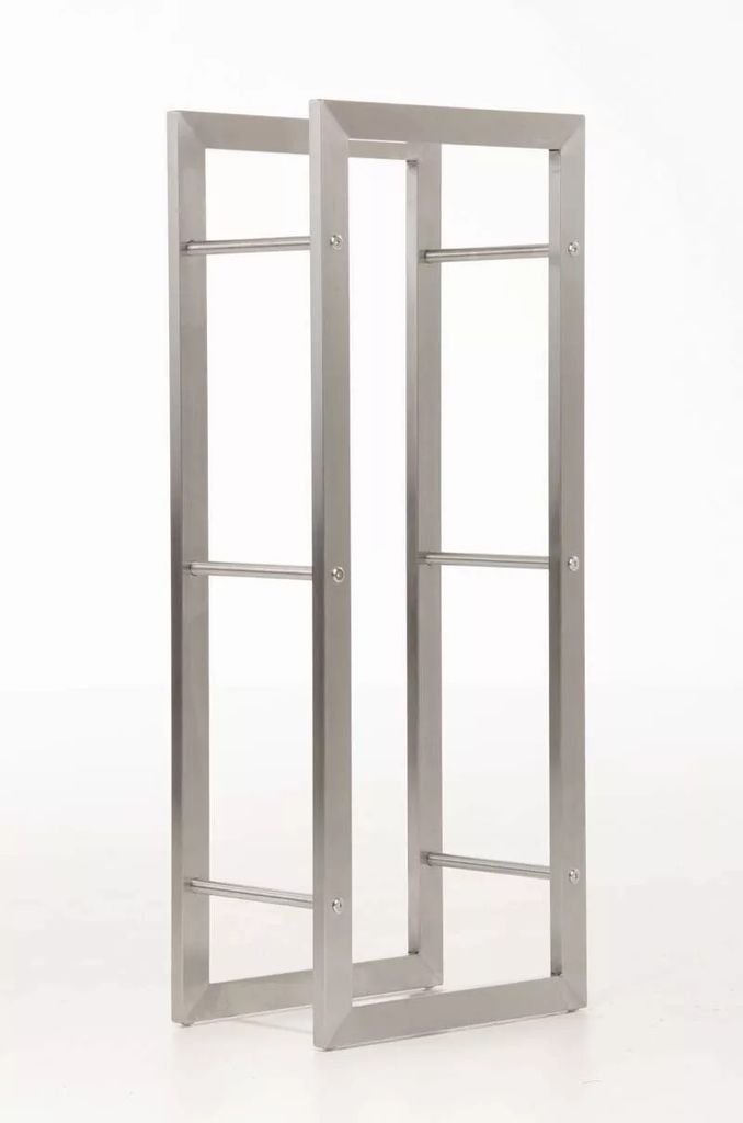 In And OutdoorMatch Stahl-Kaminholzregal Beko - Grau - Für Drinnen und Draußen - 25x60x100cm - Holzaufbewahrung aus Stahl