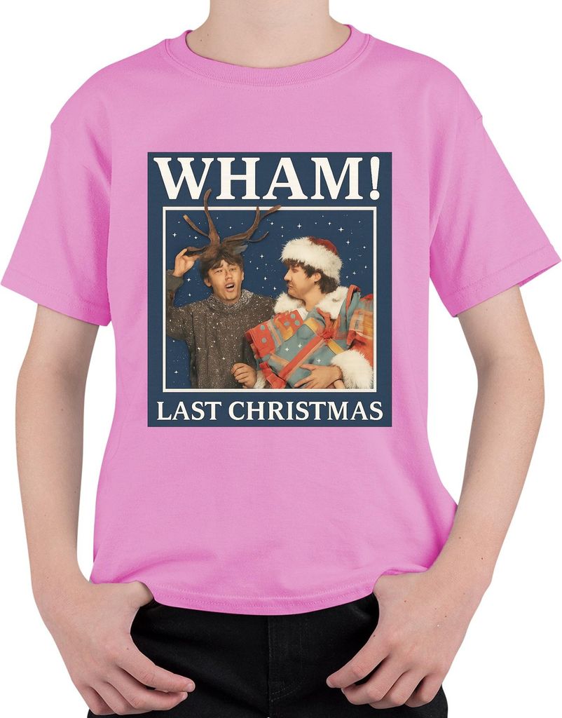 WHAM! LAST CHRISTMAS 80er Weihnachten Retro Popband Geschenk Uni Kinder T-Shirt, Pink, 128