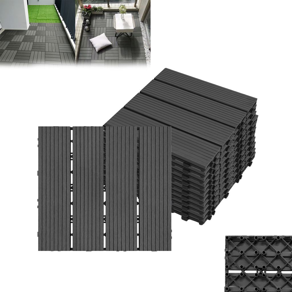 LARS360 11 kusů WPC dlaždic, 1m2 30x30cm terasové dlaždice Obrázek produktu 