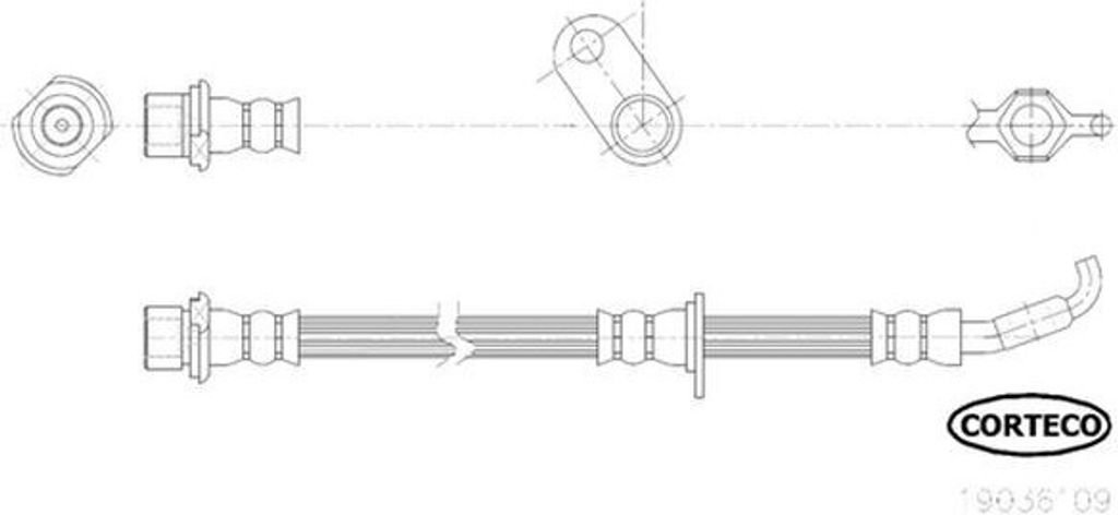 CORTECO 19036109 Bremsschlauch Vorne Links für TOYOTA Avensis Kombi (T22) AVENSIS (T22) AVENSIS Liftback (T22)