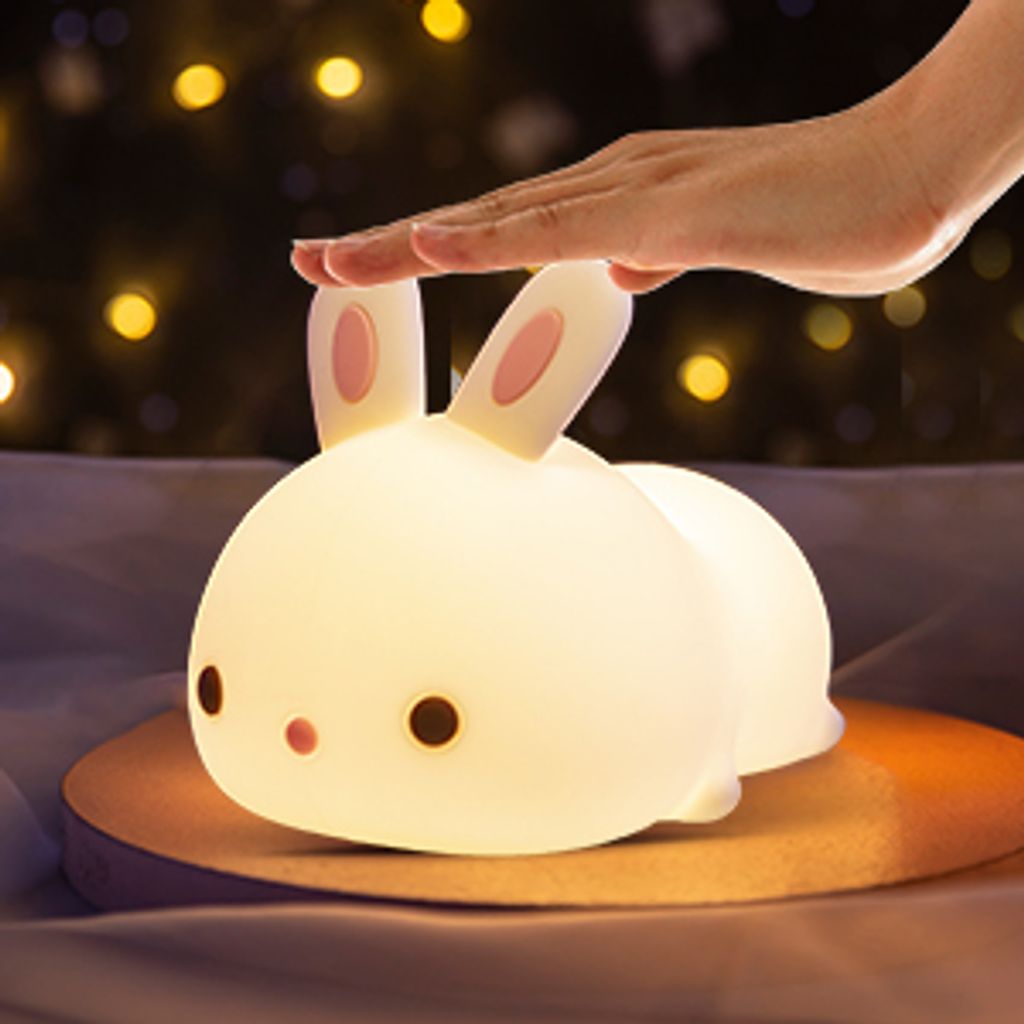 Schlummerlicht Hase Nachttischlampe fürs Kinderzimmer Nachtlicht LED Häschen 