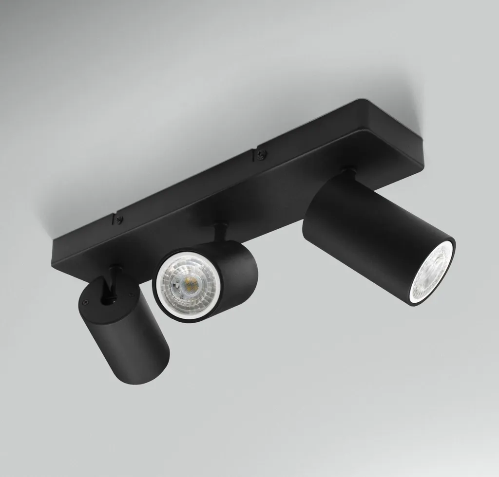 CENTURY ENFASI Plafonnier Noir Luminaire Apparent pour 3 Ampoules GU10