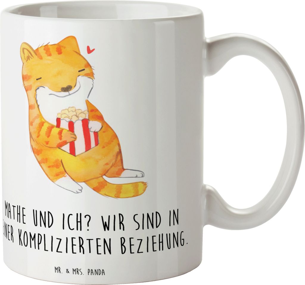 Mr. & Mrs. Panda Geschenktasse Katze Dyskalkulie - Weiß - Geschenk, Kaffeetasse, Tasse, Rechenstörung, Henkelpott, Rechenschwäche, Teetasse, Bec...