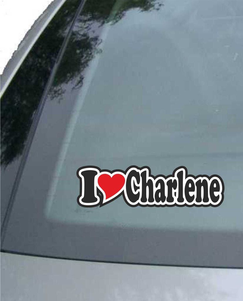 INDIGOS UG - Aufkleber / Autoaufkleber - I Love Heart - Ich liebe mit Herz 15 cm - I LOVE Charlene- Auto LKW Truck - Sticker mit Namen vom Mann Fra...