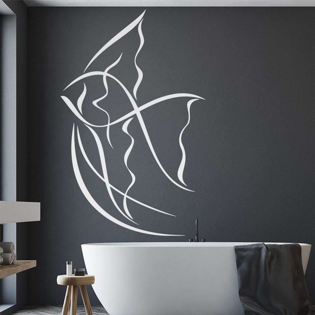 Fisch Linien - Fische Wandtattoo in 6 Größen - Wandaufkleber Wall Sticker - Dekoration, Küche, Wohnzimmer, Schlafzimmer, Badezimmer
