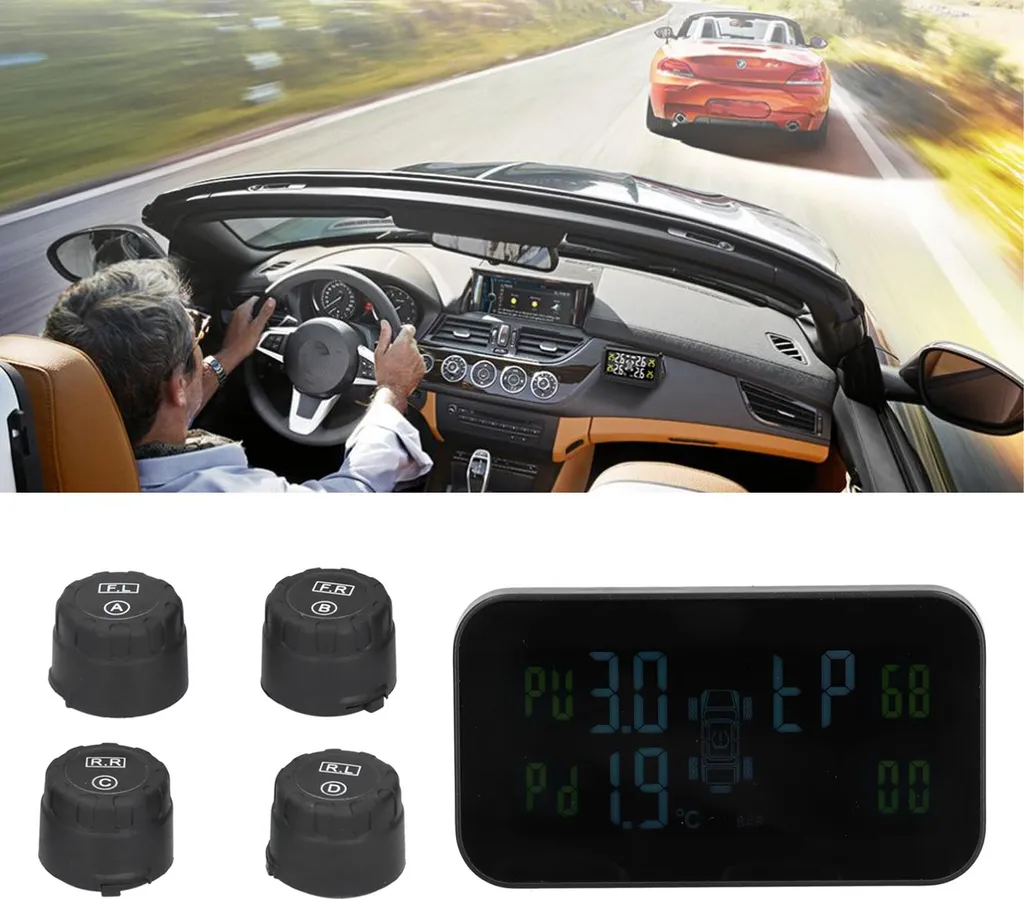 Évitez les Crevaisons avec le TPMS Voiture Solaire Contrôle Pression LCD