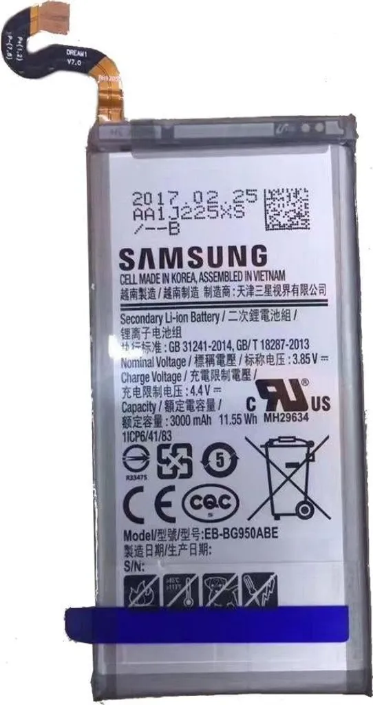 Batterie de remplacement Galaxy S8 Samsung G950F Li-ion Haute Qualité