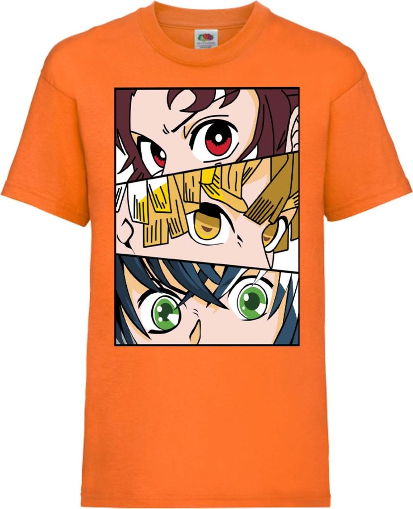 Kinder T-Shirt Demon Anime Slayer Trio Iconic Trio, 5-6 Jahr - 116 / Orange