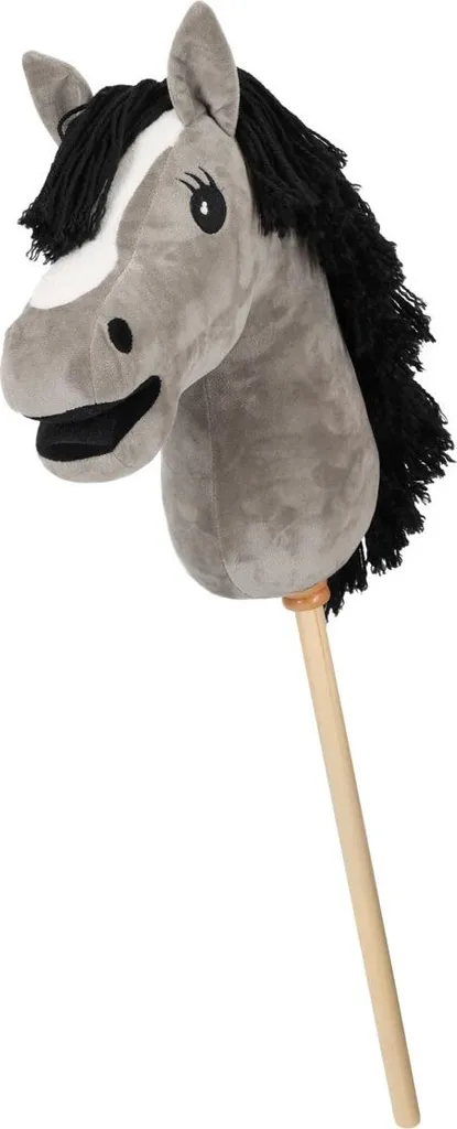 QHP Hobby Horse Cheval de Bois Gris - Jouet Équestre Réaliste de Qualité