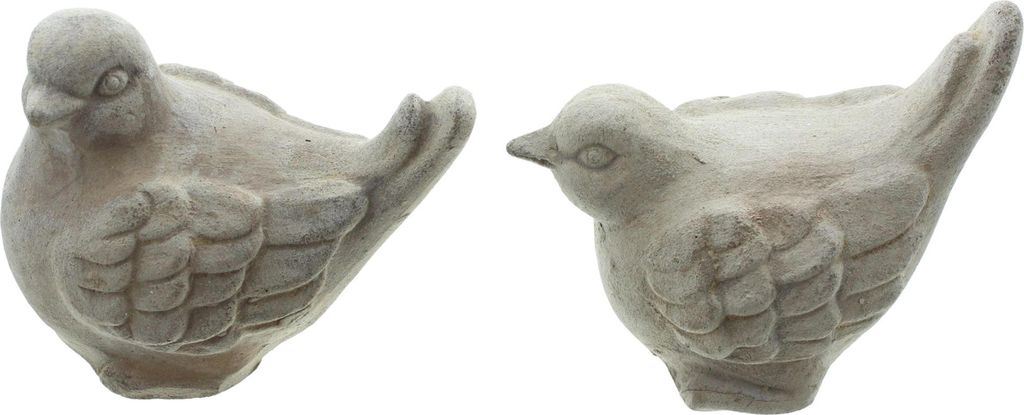 2x Dekovogel Spatz Terracotta sandfarben 10cm – Gartendeko